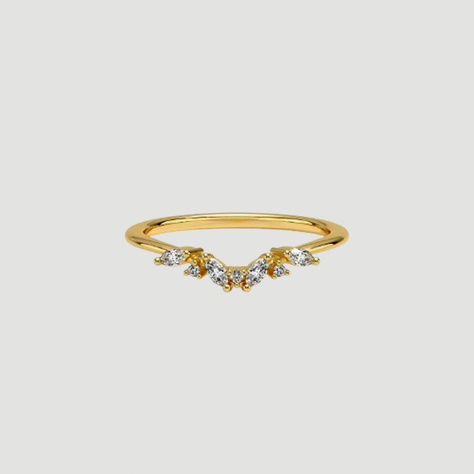 Marquise and Round Shape Moissanite Curved Ring