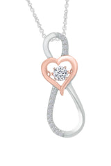 White Gold Color Infinity with Heart Pendant Necklace
