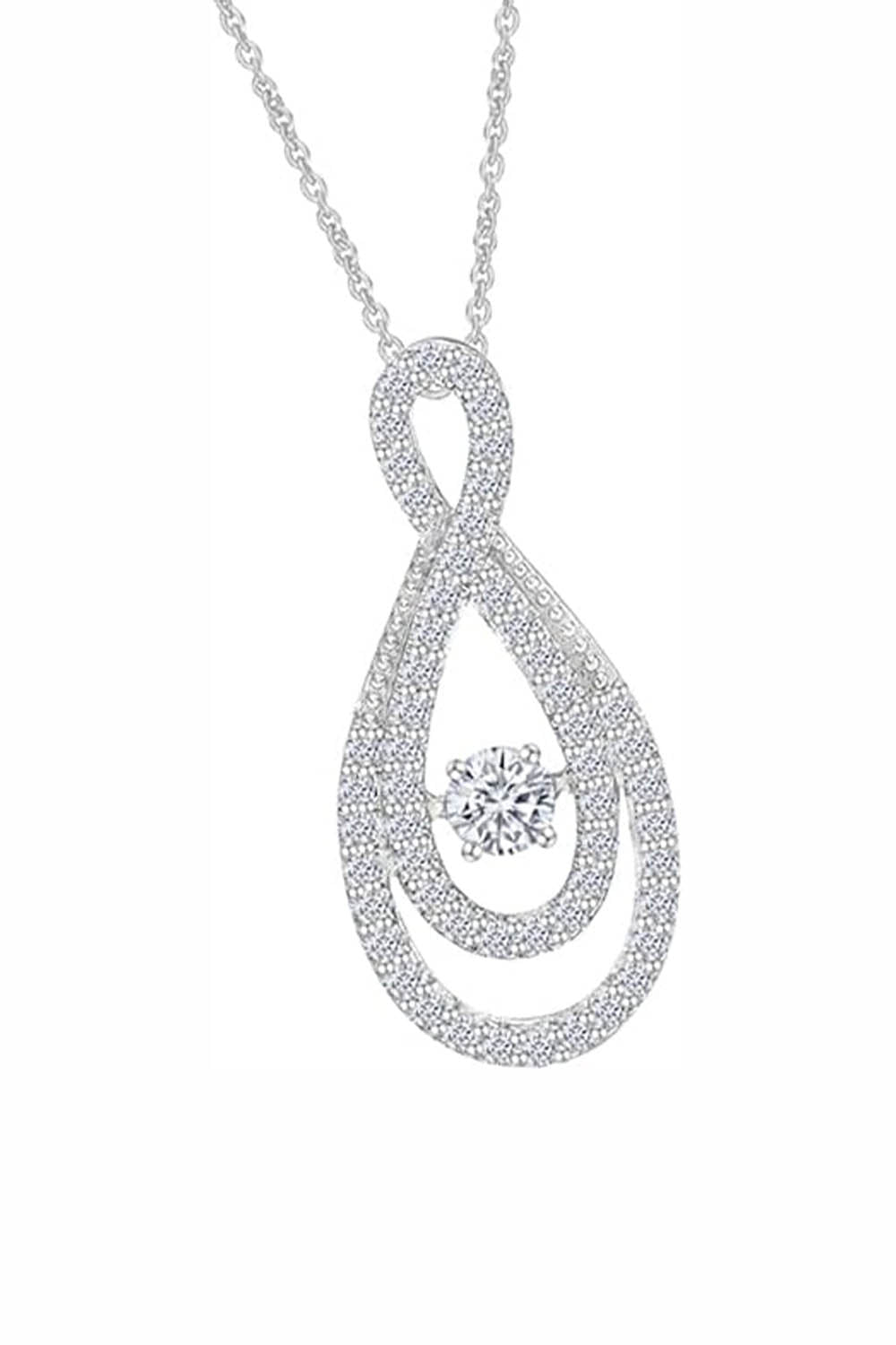 White Gold Color Yaathi Moissanite Infinity Pendant Necklace, Jewellery