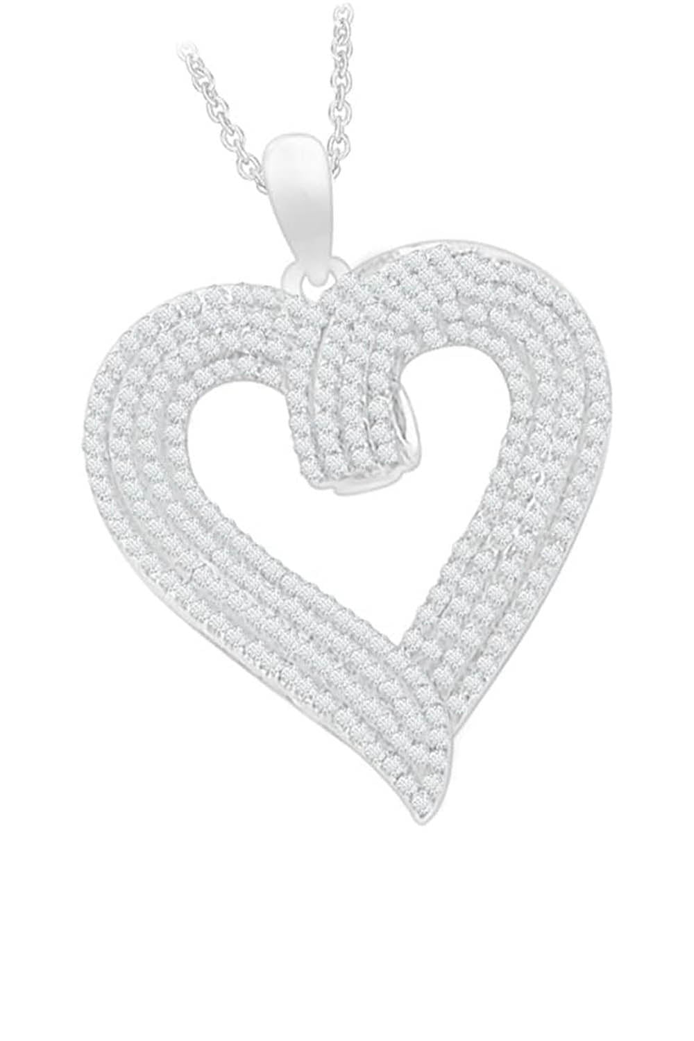 White Gold Color Moissanite Diamond Heart Pendant Necklace