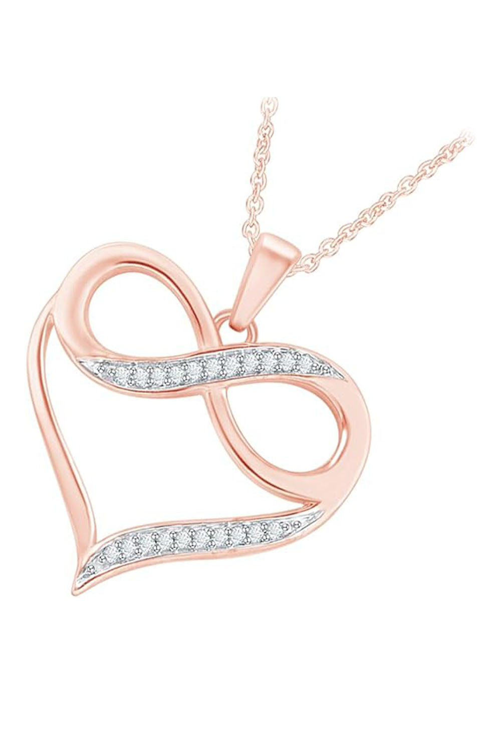 Rose Gold Color Heart with Infinity Pendant Necklace, Infinity Necklace
