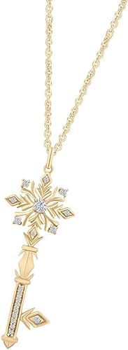 Yellow Gold Color Moissanite Snowflake Key Pendant Necklace