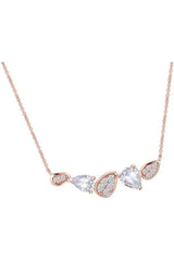 Rose Gold Color Diamond Pear Shape Cluster Pendant Necklace