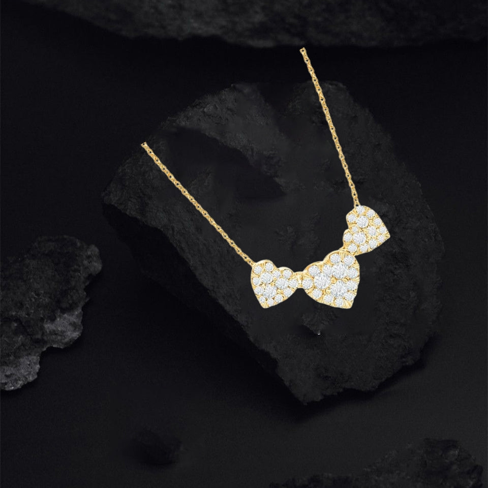 Moissanite Triple Heart Pendant Necklace