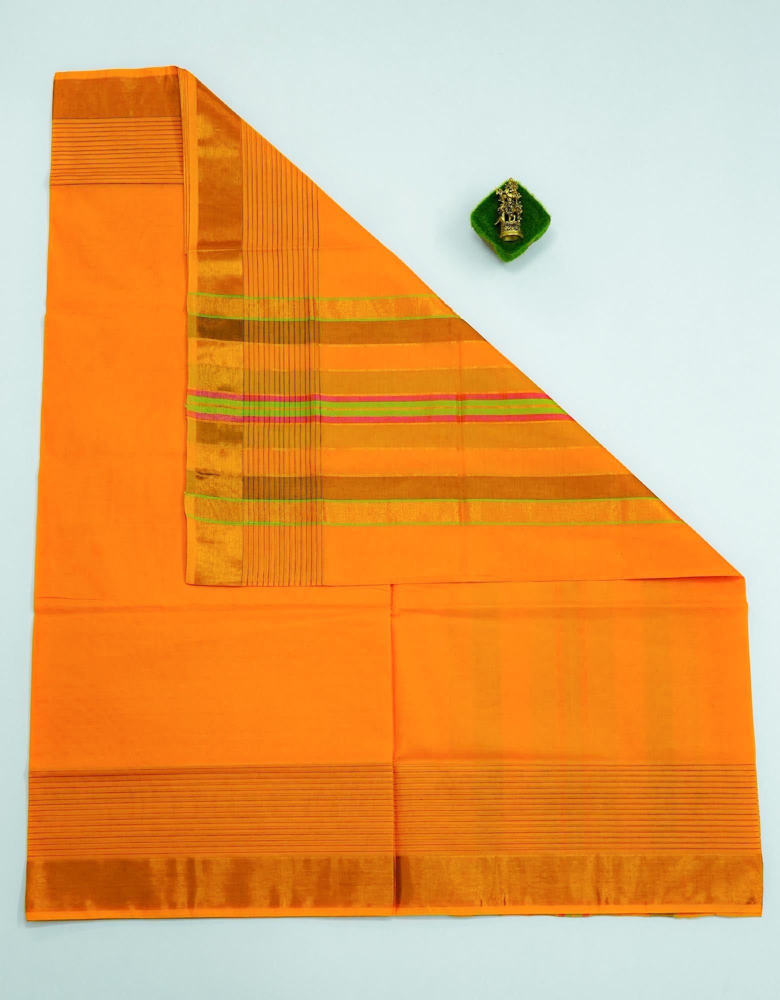 Yellow Orange Color Rajkot Plain Cotton Saree