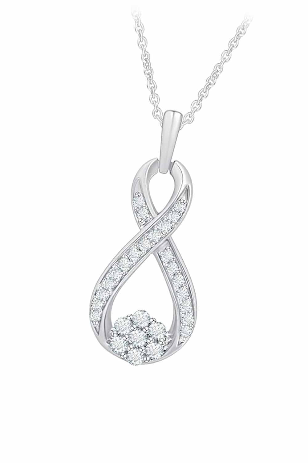 White Gold Color Yaathi Moissanite Infinity Pendant Necklace for Women 