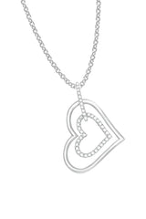 White Gold Color Moissanite Double Heart Pendant Necklace