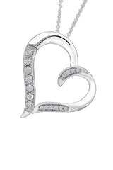 White Gold Color Lab-Created Diamond Heart Pendant Necklace 