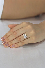 Moissanite Princess Shape Three Stones Ring