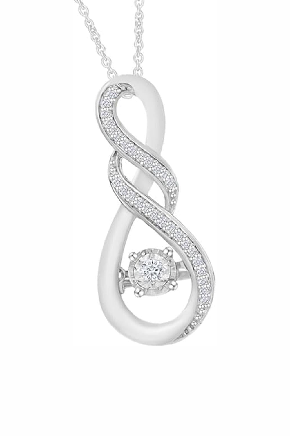 White Gold Color Yaathi Double Infinity Pendant Necklace, Jewellery