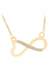 Yellow Gold Color Yaathi 1/4 Cttw Moissanite Infinity with Heart Necklace