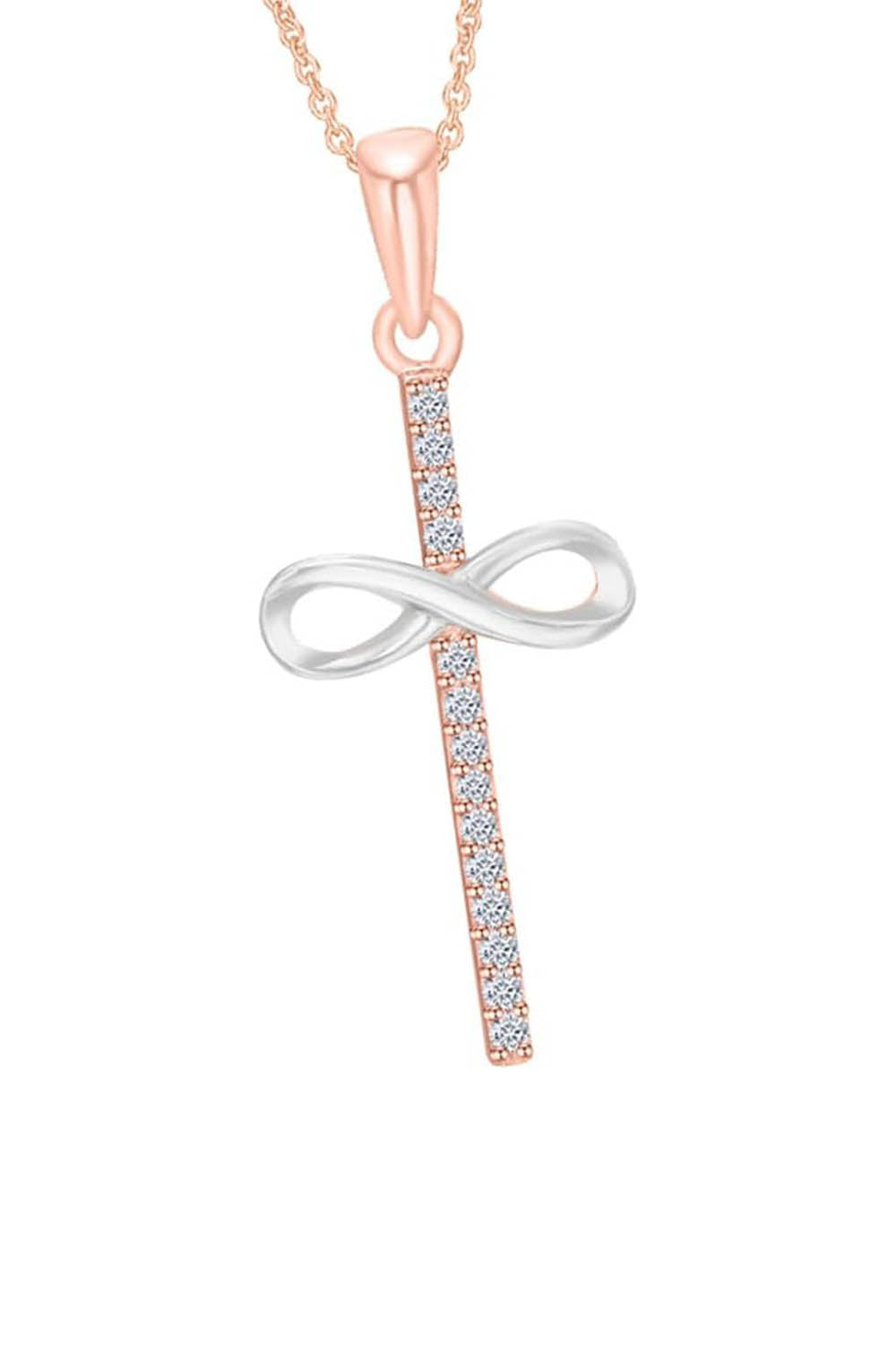 Rose Gold Color Infinity Cross Pendant Necklace, Infinity Necklace