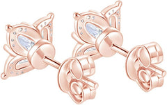 Rose Gold Color Flower Stud Earrings for Women, Stud Earrings for Women