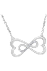 White Gold Color Sideways Heart Shaped Infinity Necklace