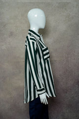 Dark Green Color Striped Shirts for Women