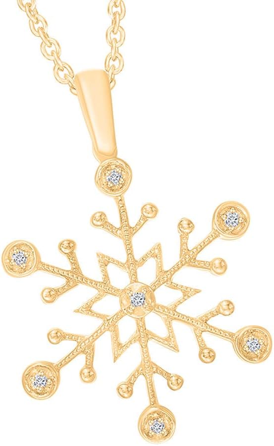 Moissanite Snowflake Pendant Necklace in 18K Gold Plated Sterling Silver Lab Created Diamond D Color VVS1.