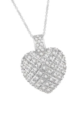 White Gold Color Love Heart Shape Pendant Necklace
