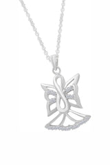 White Gold Color Yaathi Infinity Angel Outline Pendant Necklace