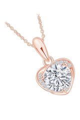 Rose Gold Color Moissanite Diamond Love Heart Pendant Necklace 