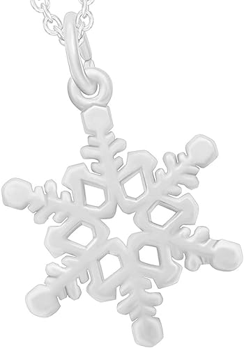 White Gold Color Charms Snowflake Profile Pendant Necklaces for Women