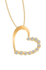 Yellow Gold Color 1/3 Carat Moissanite Heart Pendant Necklace