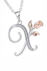 X Letter With Rose Pendant Necklace