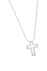 White Gold Color 14K Gold Plated Sterling Silver Cross Pendant Necklace 