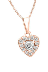 Rose Gold Color Heart Frame Pendant Necklace, Heart Pendant Necklace