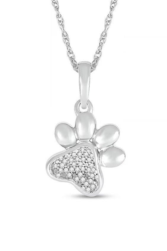 Tilted Paw Print Pendant Necklace