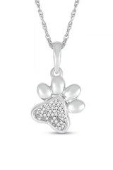 Tilted Paw Print Pendant Necklace