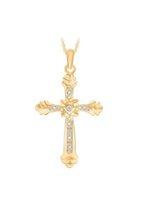 Chevron End Cross Pendant Necklace