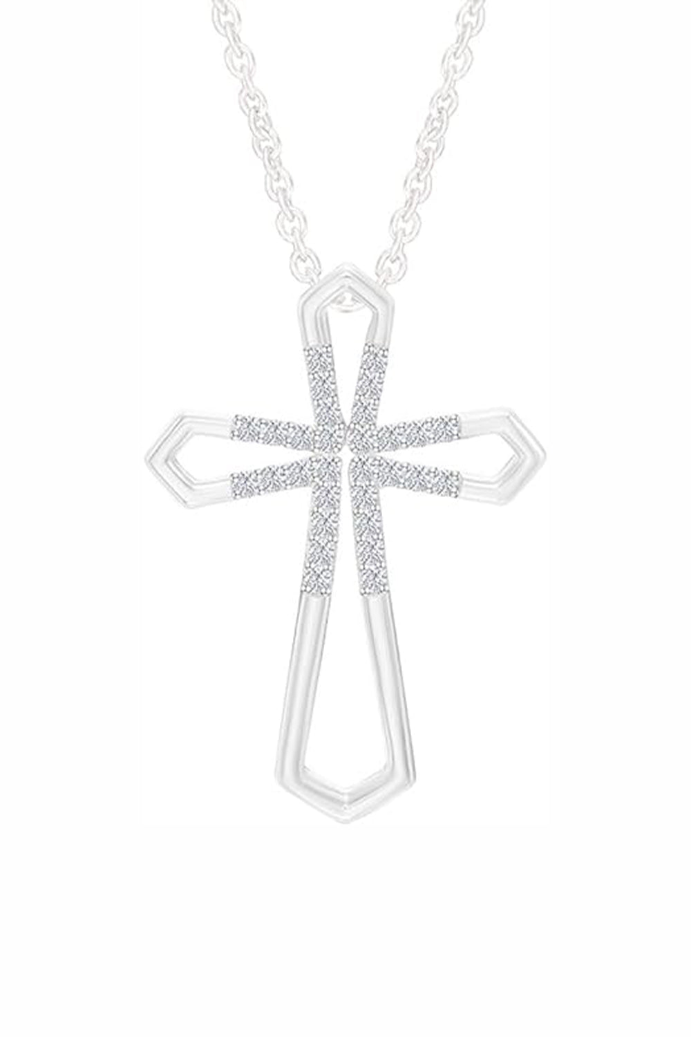 Accent Open Cross Pendant Necklace