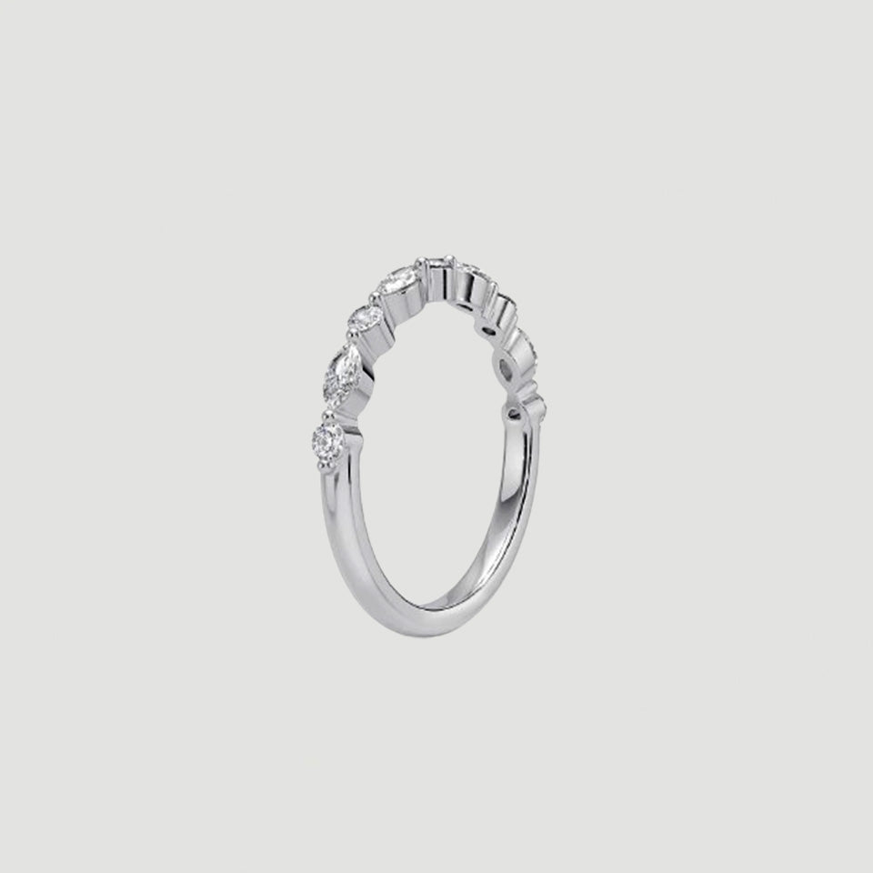 Round Shape Moissanite Stackable Band Ring