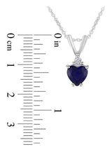 Heart-Shape Blue Sapphire Looping Heart Pendant Necklace