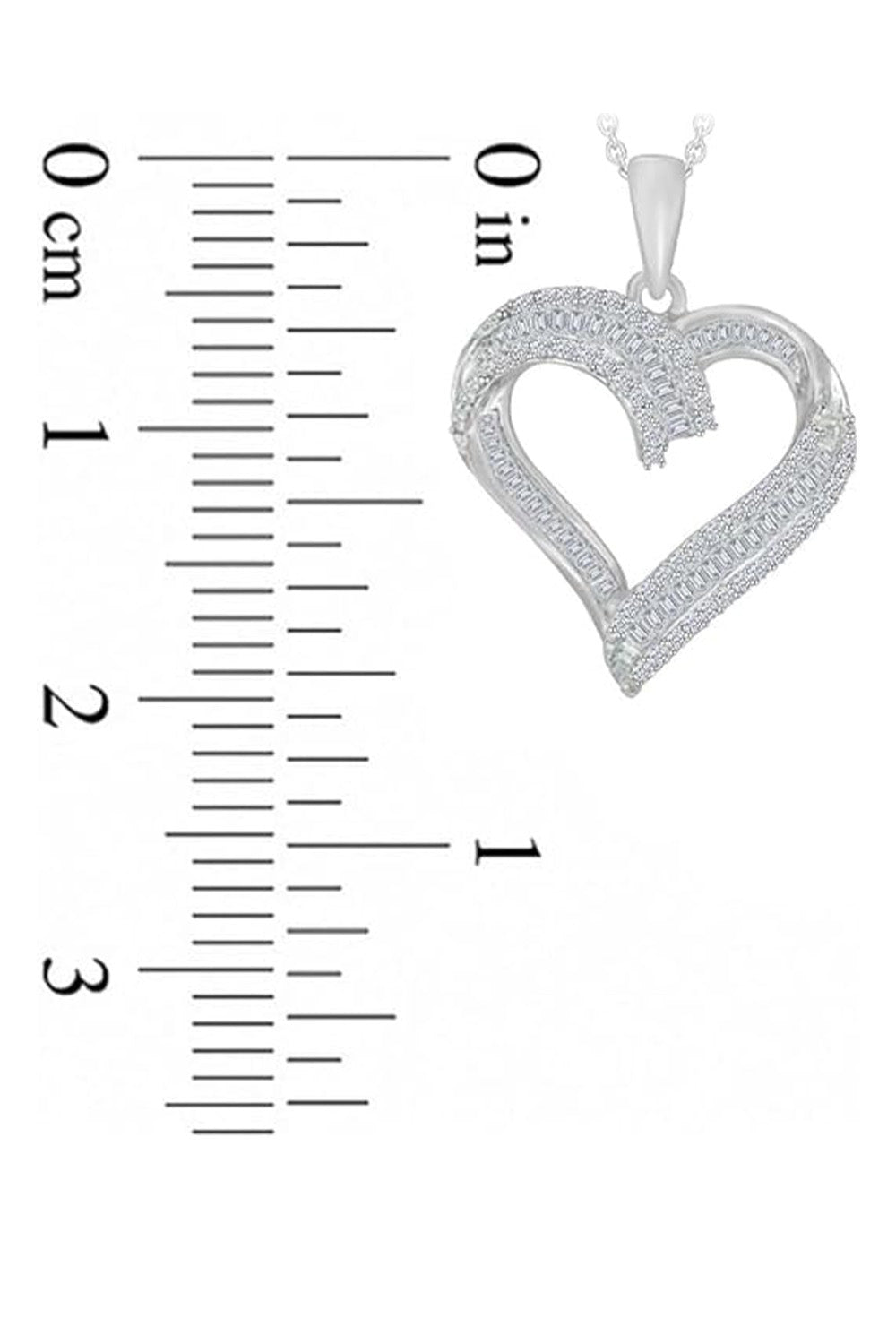Baguette Cut and Round Moissanite Heart Pendant