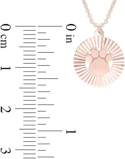 Rose Gold Color Diamond-Cut Paw Print Pendant Necklace for Women