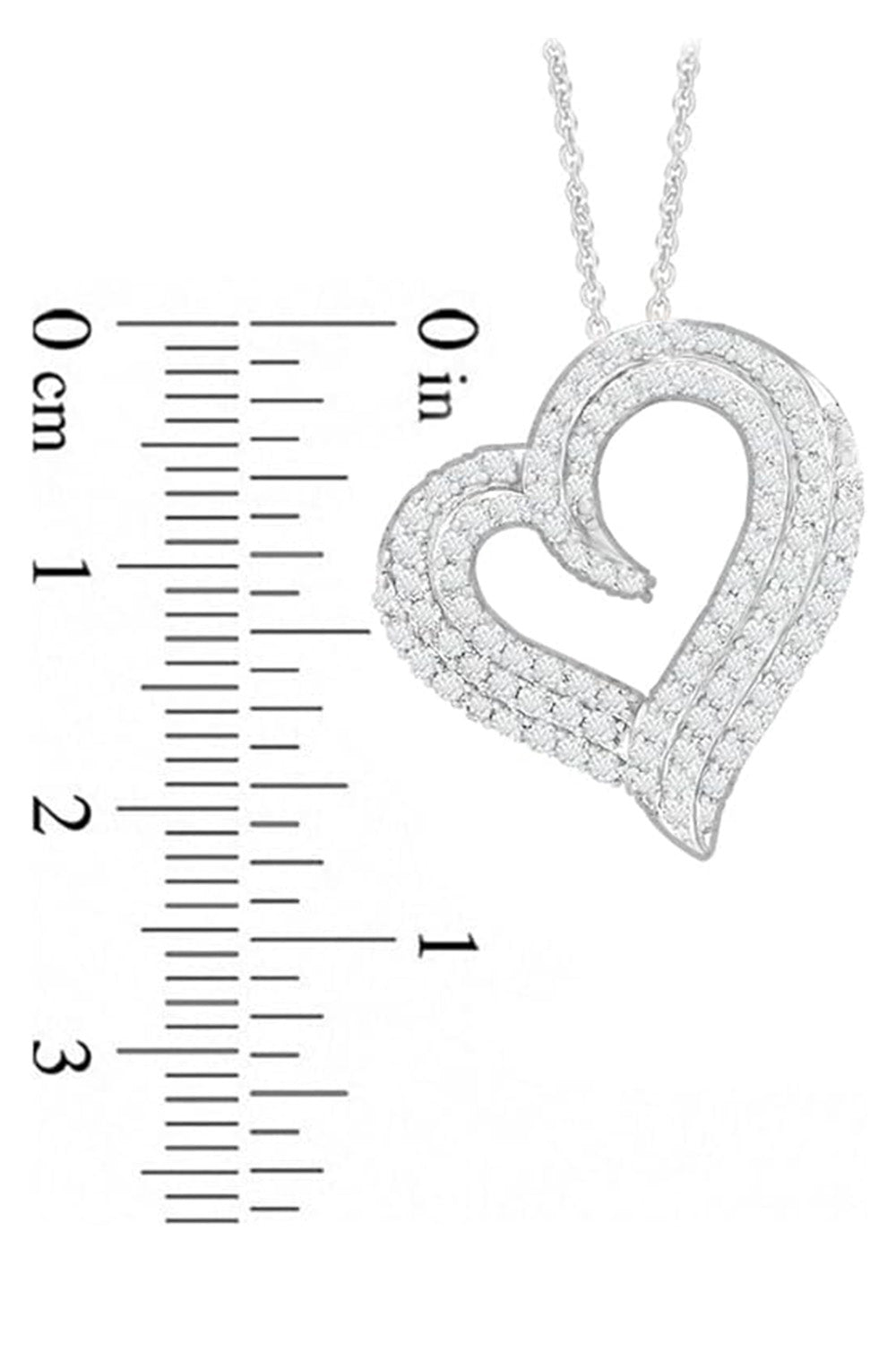 Triple Tilted Heart Pendant Necklace