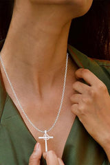 New Yaathi Moissanite Love Heart Cross Pendant Necklace 