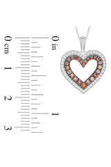 Brown CZ Double Row Heart Pendant Necklace