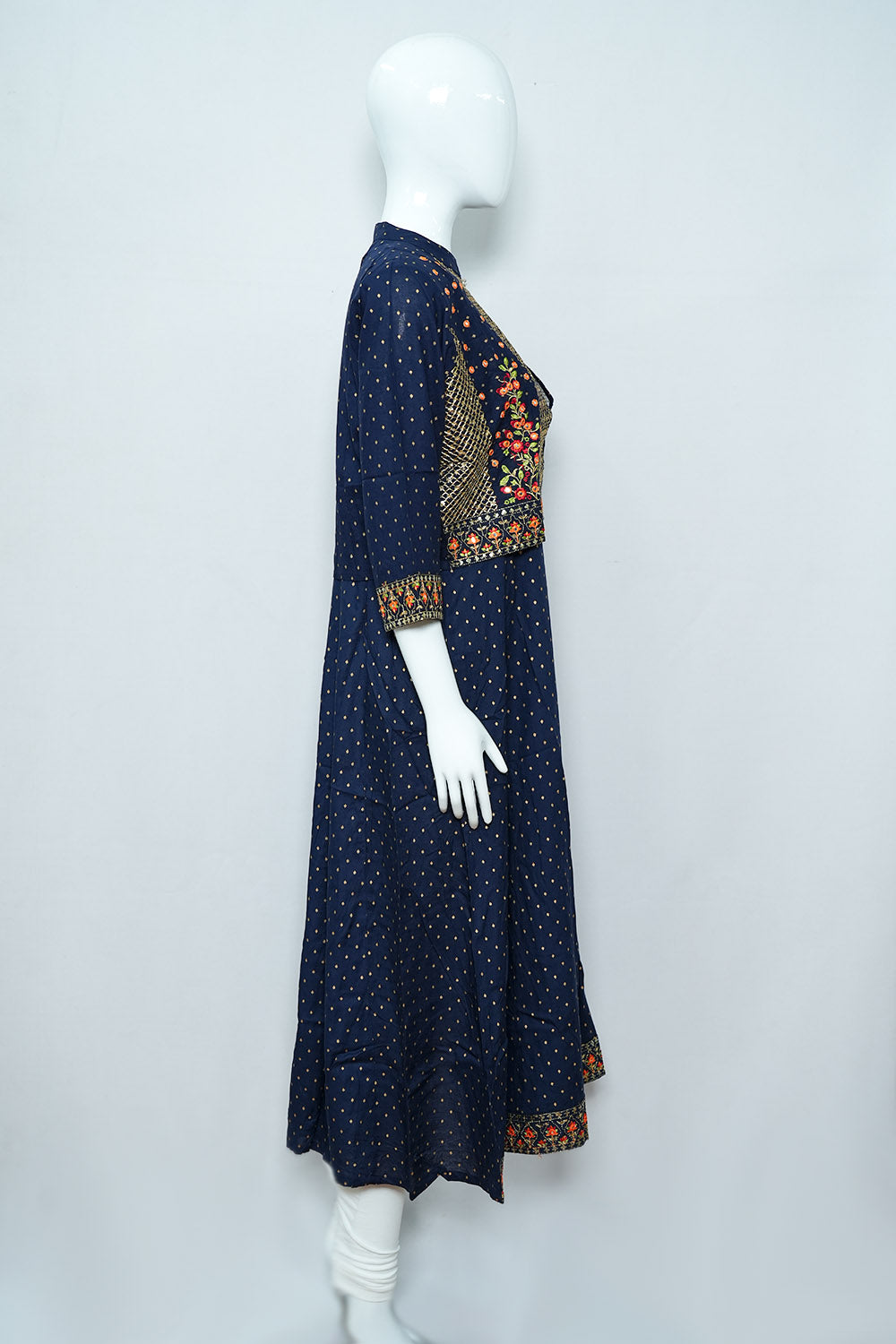 Navy Blue Color Embroidered Kurti