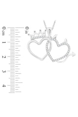 Crown Devil Double Heart Pendant Necklace