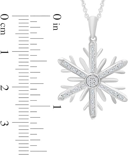 White Gold Color Baguette Round Moissanite Snowflake Pendant Necklace 