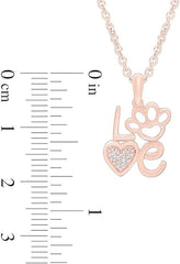 Rose Gold Color Love Paw Print Pendant Necklace, Fashion Jewellery