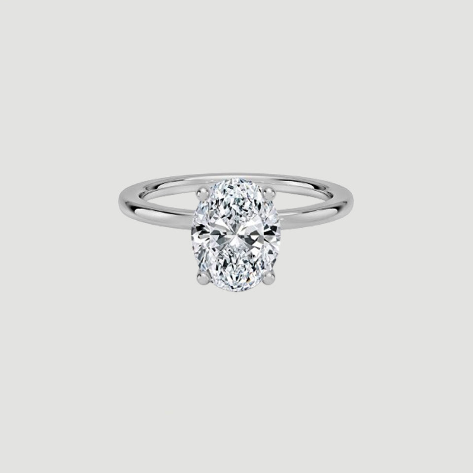 Oval Hidden Halo Moissanite Ring