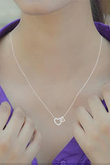 Interlocking Double Heart Pendant Necklace 