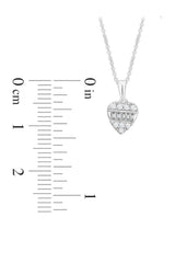 Round and Baguette Love Heart Pendant Necklace