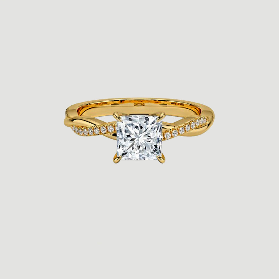 Princess Cut Moissanite Twisted Ring