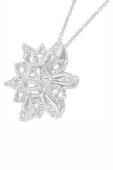White Gold Color Vintage-Style Snowflake Pendant Necklace for Women 