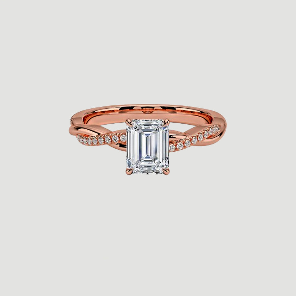 Emerald Cut Moissanite Twisted Ring