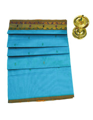 Deep Sky Blue Kanchi Cotton Saree